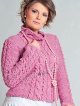 Розовый свитер спицами, фото