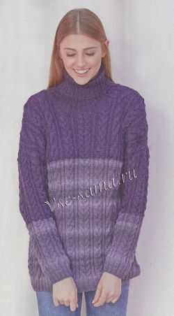 Женский свитер с косами