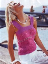 Розовый топ из фантазийной пряжи 