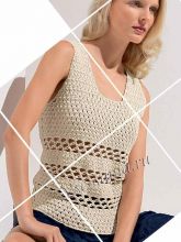 Ажурный топ крючком кремового цвета, фото