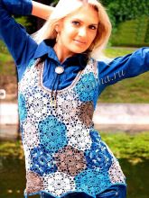 Голубой топ из 6-угольных мотивов, фото