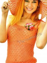 Персиковый топ крючком, фото