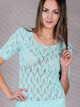 Голубой топ с ажурным узором, фото