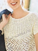 Натурально-белый топ с круглой кокеткой, фото