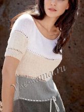 Удлинённый топ в полоску спицами, фото