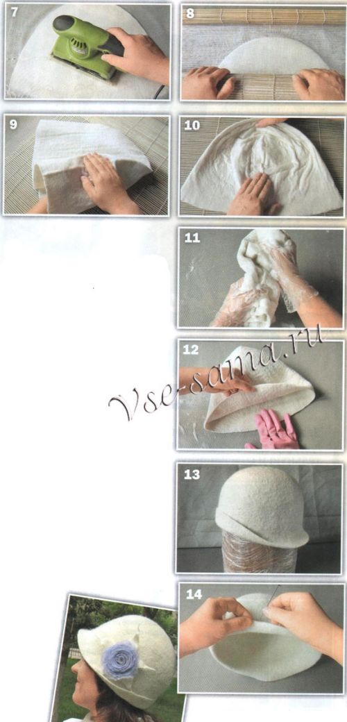 Описание валяния шляпки, рис. 7-14