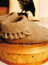 Бежевые валяные тапочки