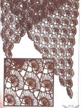 Шаль связанная на вилке с применением крючка