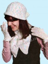 Комплект: ажурные перчатки, шарф-бант, шапочка