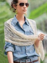 Серый ажурный палантин, фото