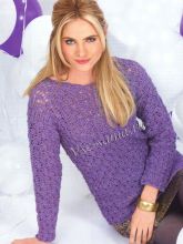 Сиреневый пуловер крючком