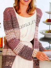 Трёхцветный жакет крючком