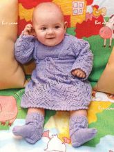 Комплект: Платье, болеро, кофточка, одеяльце с узорами, штанишки и носочки