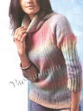 Меланжевый пуловер с косами