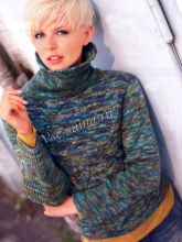 Меланжевый пуловер с узором из кос