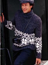 Мужской пуловер с жаккардовой каймой