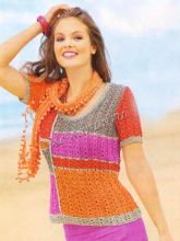 Пуловер спицами в стиле пэчворк