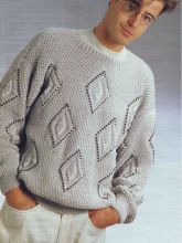 Пуловер с рельефными ромбами