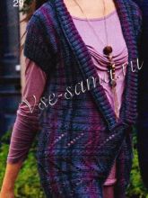 Связанный поперёк жилет с короткими рукавами