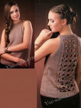 Топ спицами с ажурными мотивами на спинке, фото