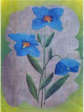 Голубые цветы - Схема для вышивания гладью