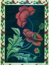 Красные маки - Схема для вышивания гладью