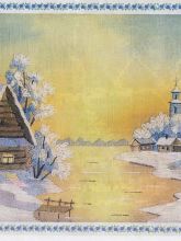Зима в деревне - Схема для вышивания гладью