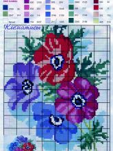 Клематисы - Схема для вышивания крестиком