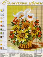Солнечные цветы - Схема для вышивания крестиком