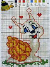 Улитка в сердечках - Схема для вышивания крестиком