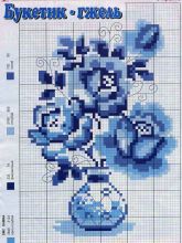 Букетик-гжель - Схема для вышивания крестиком