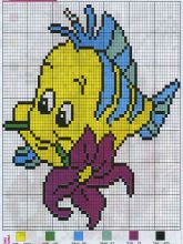 Рыбка с цветочком - Схема для вышивания крестиком