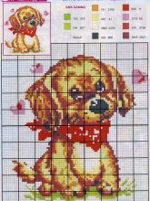 Влюбленный щенок - Схема для вышивания крестиком