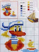 Утка-Дональд Дак - Схема для вышивания крестиком