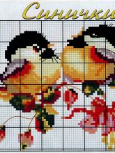 Синички - Схема для вышивания крестиком