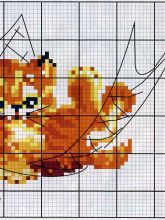 Уставший котенок - Схема для вышивания крестиком