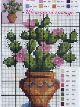 Цветущий кактус - Схема для вышивания крестиком