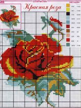 Красная роза - Схема для вышивания крестиком
