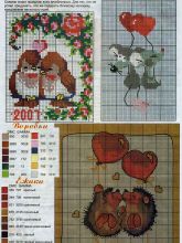 Воробьи, Ежики - Схема для вышивания крестиком