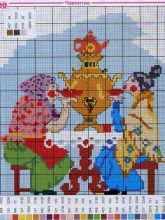 Кумушки на чаепитии - Схема для вышивания крестиком