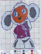 Олимпийский чебурашка - Схема для вышивания крестиком