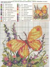 Бабочка на цветах - Схема для вышивания крестиком