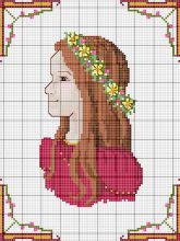Девушка в рамочке - Схема для вышивания крестиком