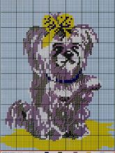 Собачка с бантиком - схема вышивки крестиком