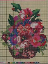 Ваза с цветами - схема вышивки крестиком