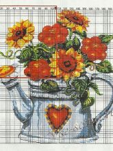 Вышивка - цветы в лейке