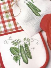 Вышивка для прихваток - стручки гороха