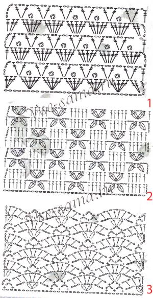 Схемы для вязания ажурных узоров крючком №1, 2, 3