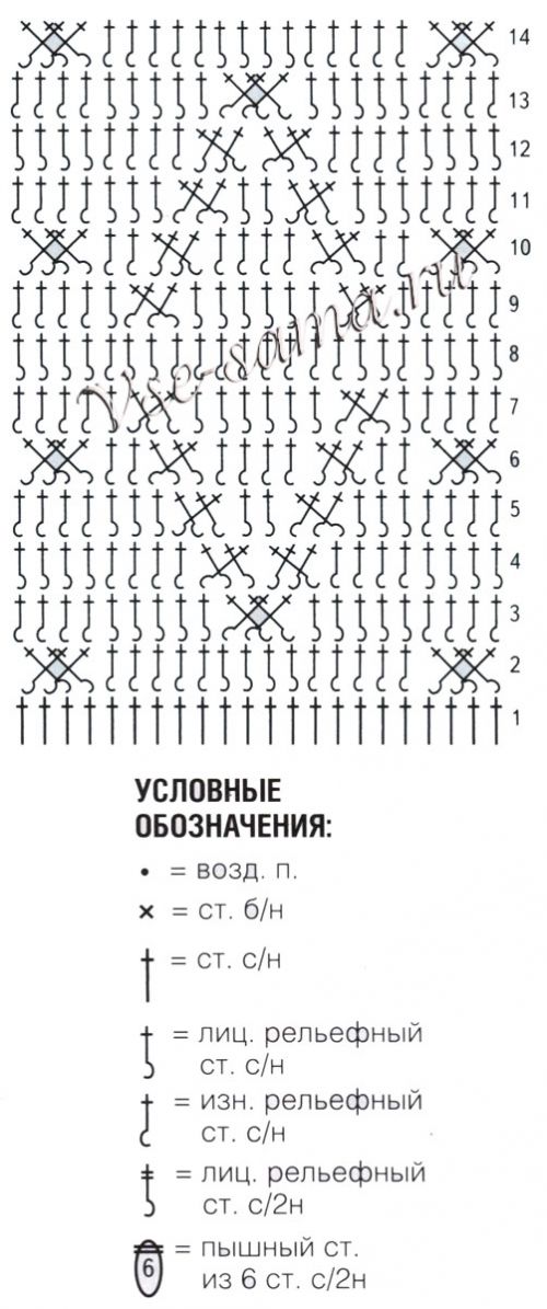 Схема вязания узора крючком - рельефы